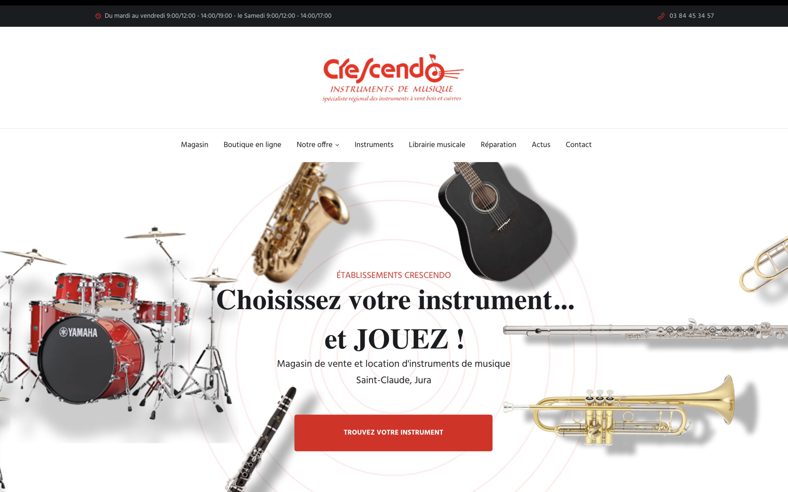 Design du site Crescendo Musique à Saint-Claude par LiraCom