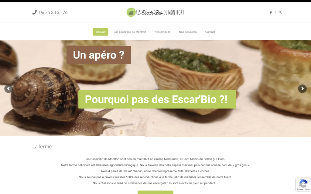 Site Internet Les Escar'Bio de Montfort